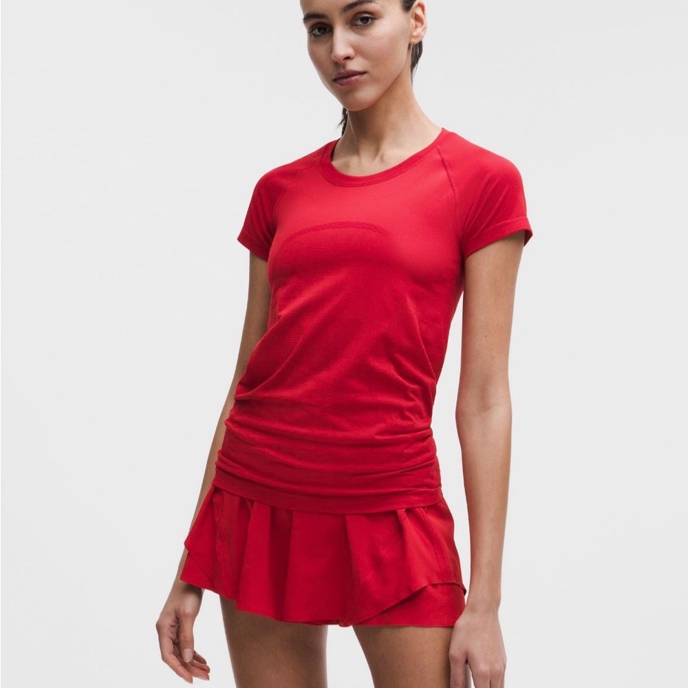 lululemon Swiftly Tech Red Hip Length Tee
